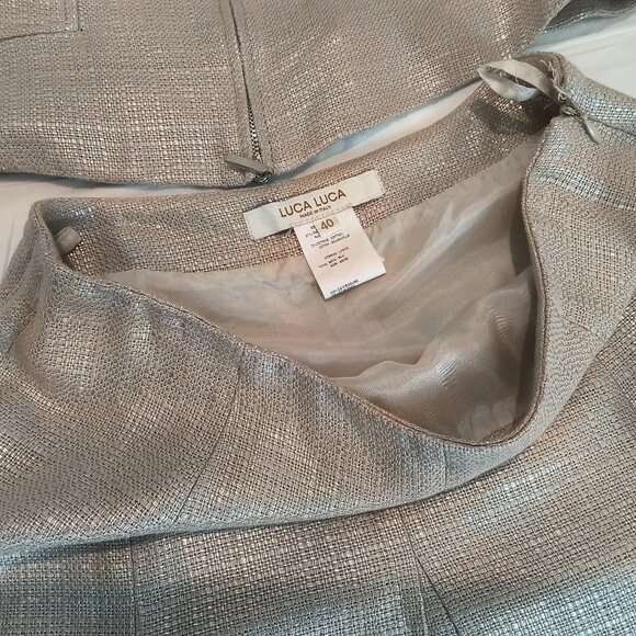 Luca Luca Silver shimmery top and skirt Italy size 40 - Picture 7 of 11